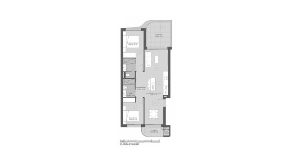 Apartment floor plan, 2 bedrooms in Golden Green Apartments No. 4 (2D)