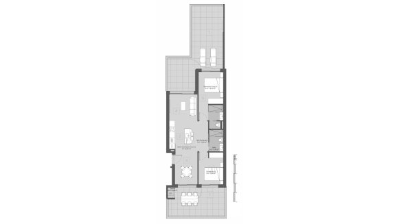 Apartment floor plan, 2 bedrooms in Golden Green Apartments No. 3 (2D)